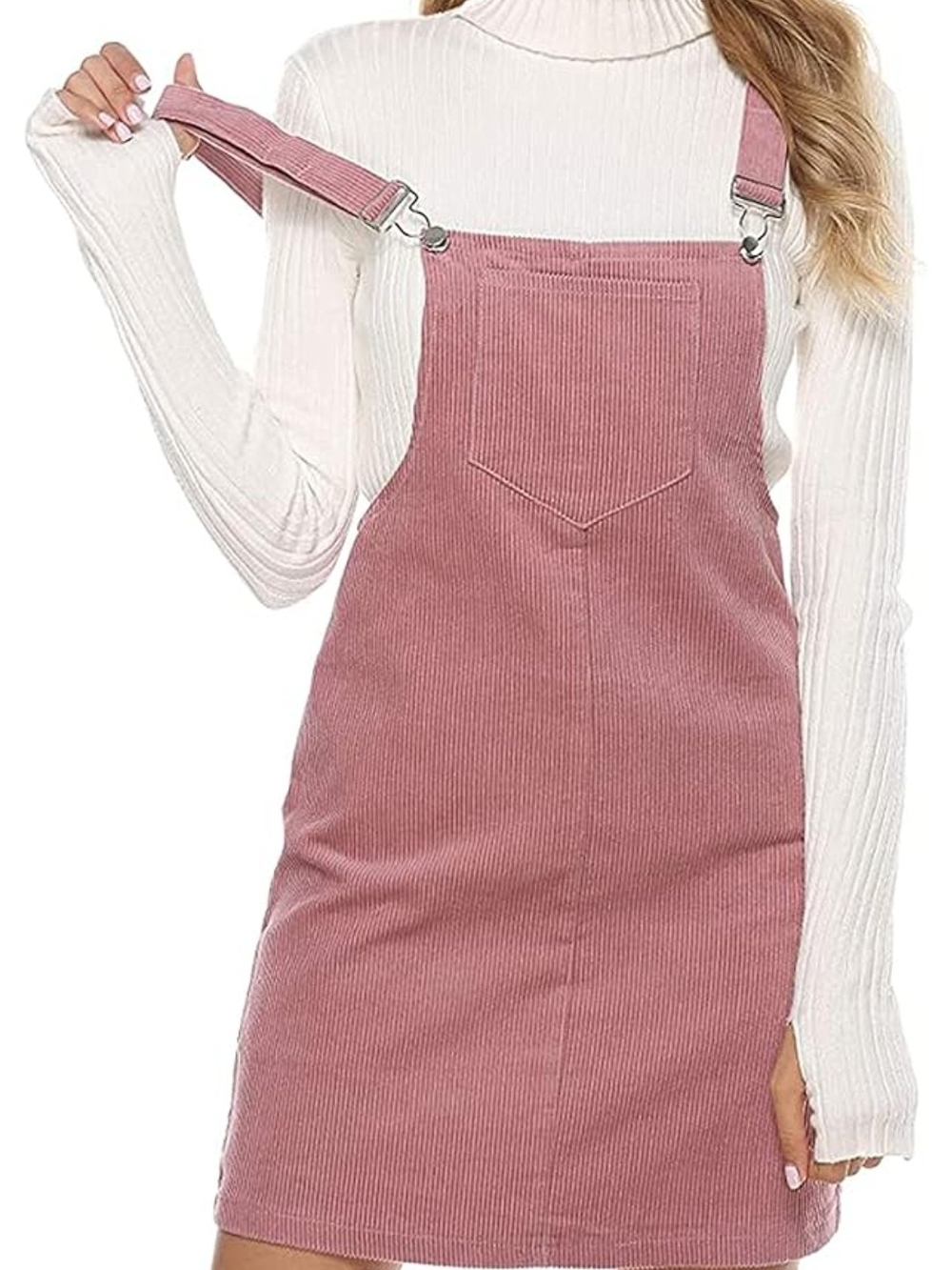 Corduroy Overall Dress - Dusty Rose Pink